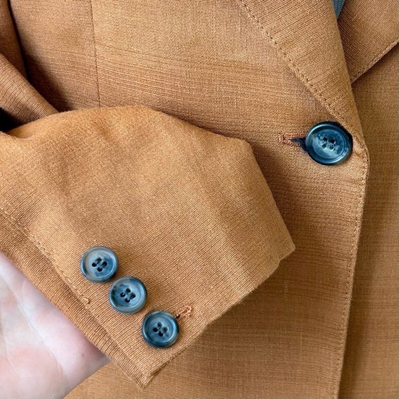 Smythe 90s Blazer in Burnt Sienna Camel Brown Linen Blend ASO Taylor Swift S - Picture 12 of 16
